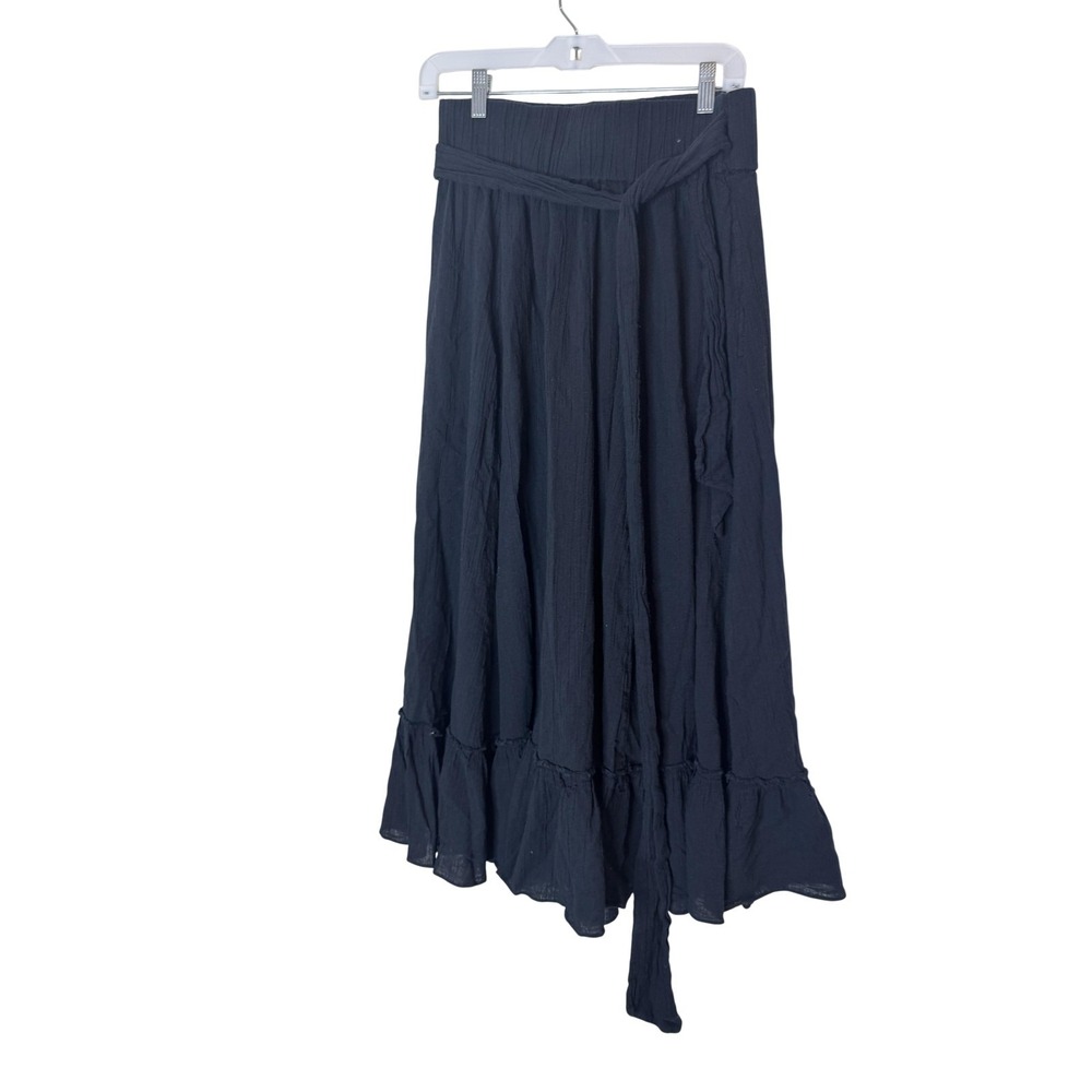 Free People Black Maxi Skirt with Ruffle Hem